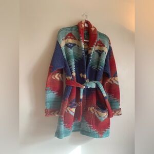 Lauren Ralph Lauren Exclusively Hand Knit 100% Wool Multicolor Patterned Jacket